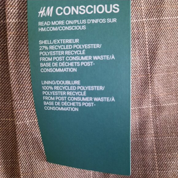 H&M Windowpane Plaid Belted Sheath Dress Office Work NWT!-  Beige/Gray, Size S - Picture 13 of 16